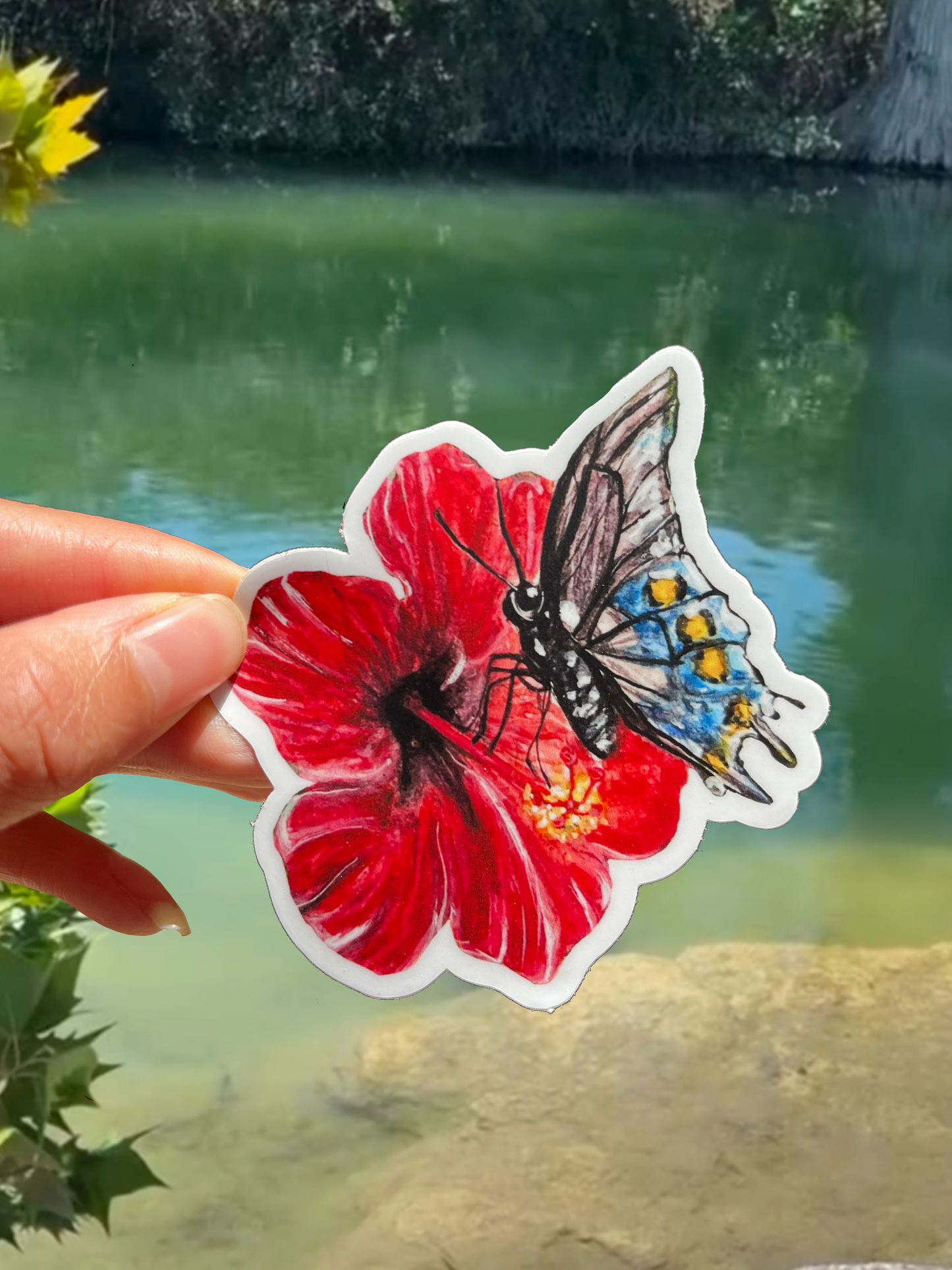 Hibiscus Butterfly Sticker