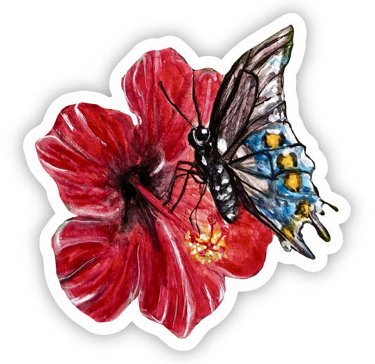 Hibiscus Butterfly Sticker
