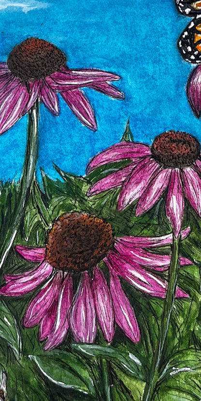 Echinacea and Monarchs print 8x10