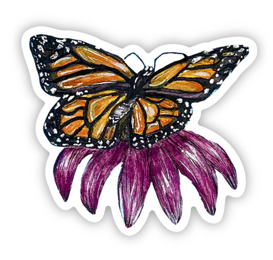 Echinacea and monarch vinyl sticker
