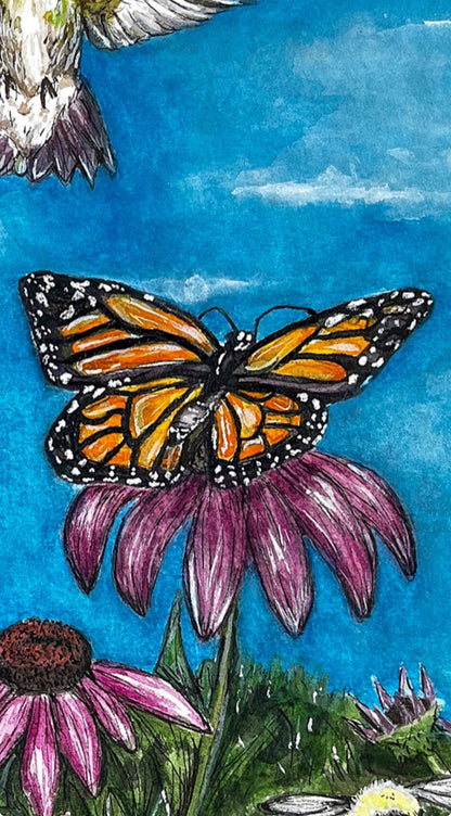 Echinacea and Monarchs print 8x10